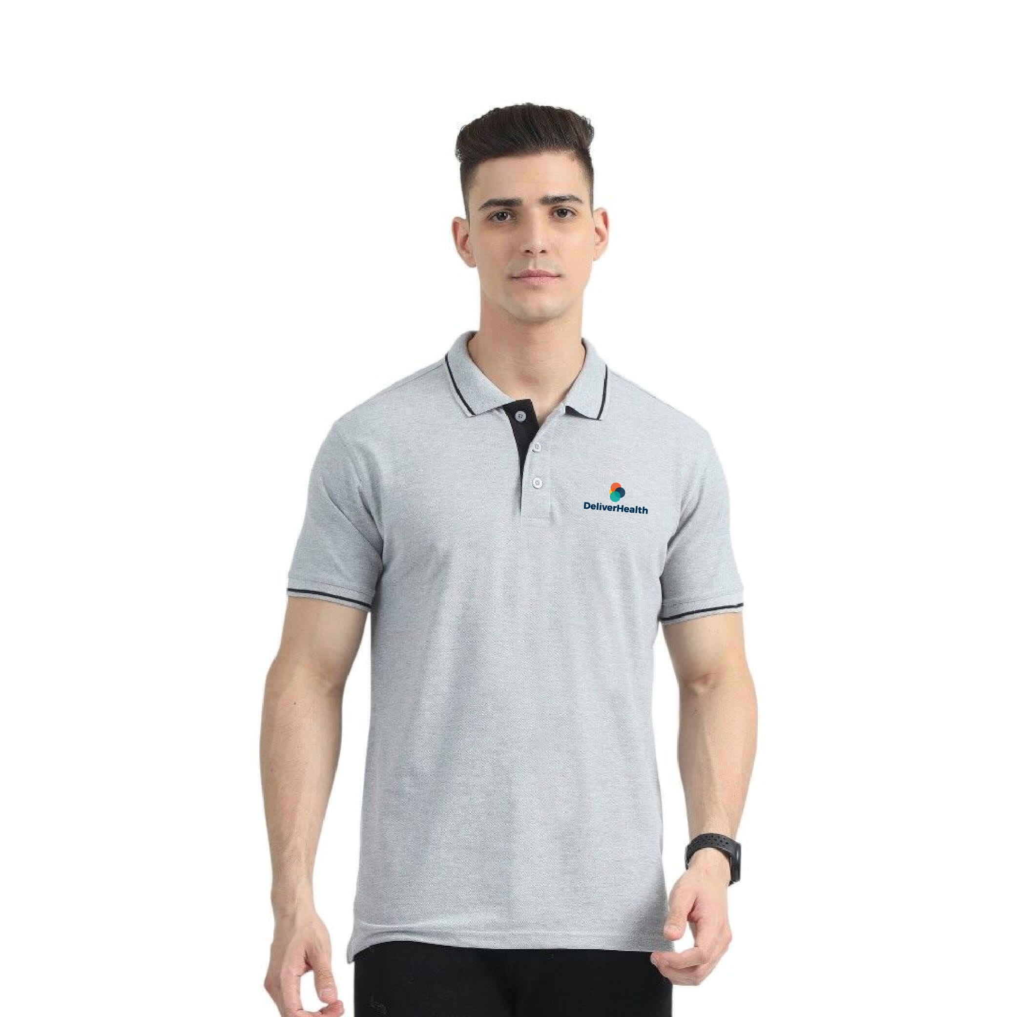 Greys&Blues Organic Polo Tshirt- Grey with Black Tipping